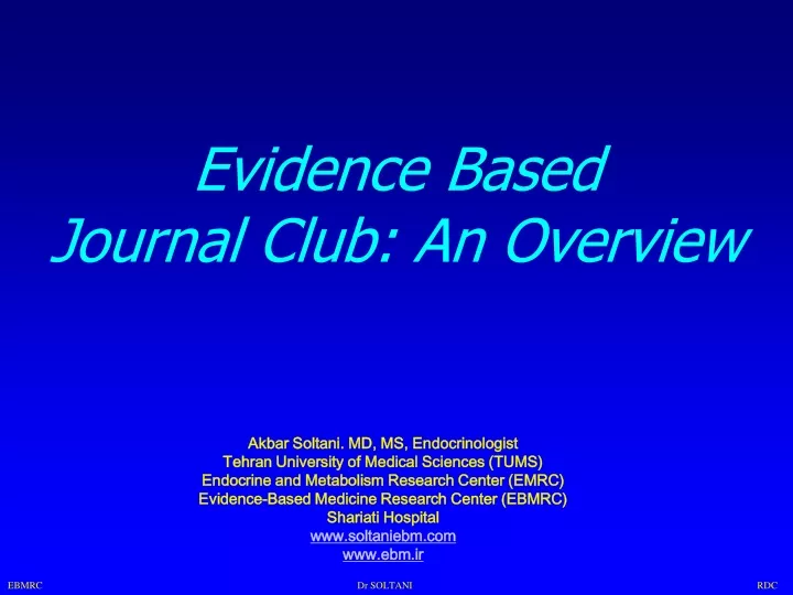 evidence based journal club an overview n.