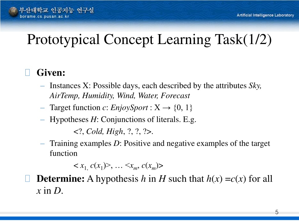 PPT - Machine Learning Chapter 2. Concept Learning and The General