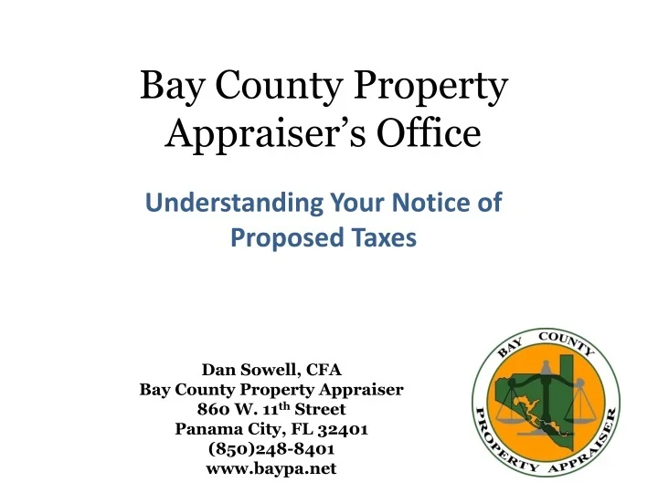PPT Bay County Property Appraiser’s Office PowerPoint Presentation