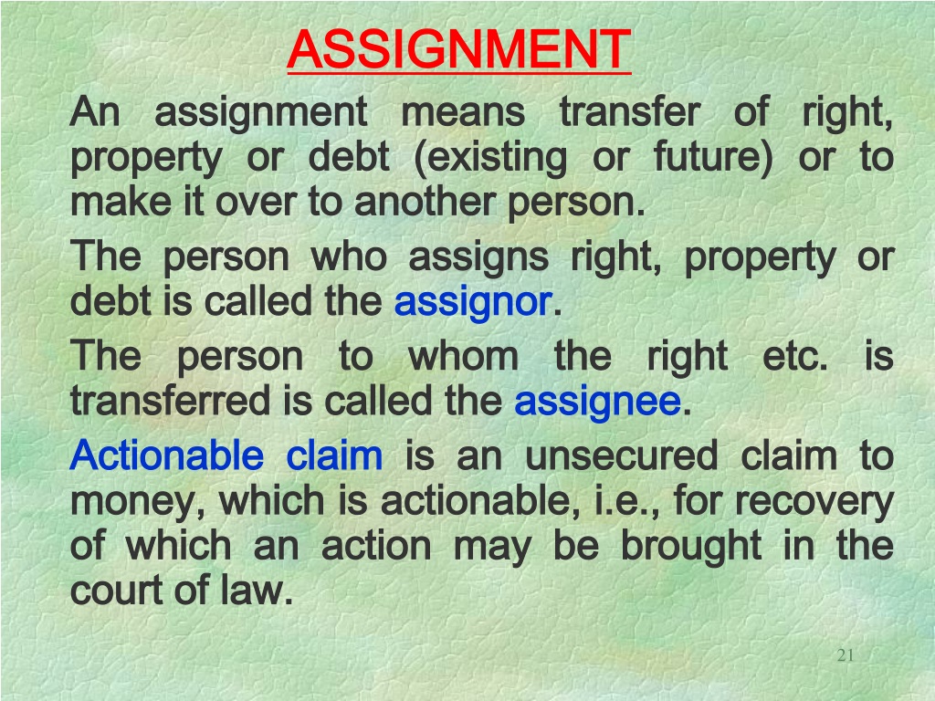assignment vs lien