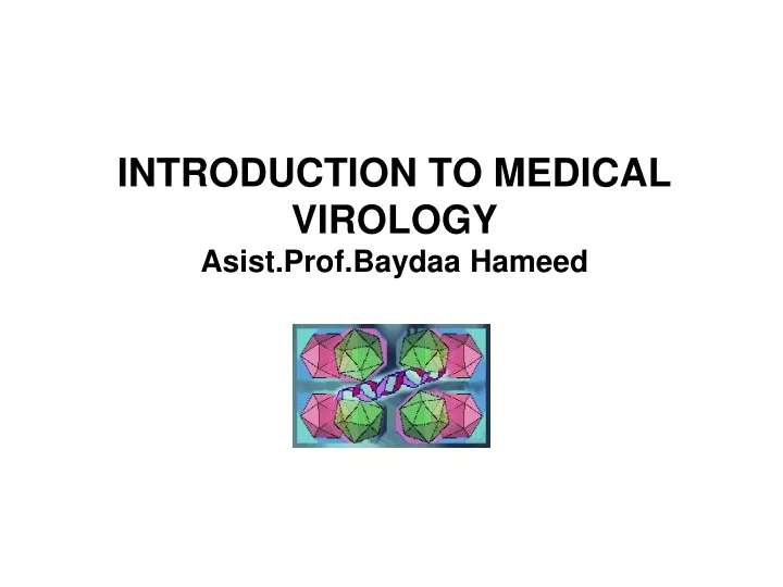 Medical Virology Introduction