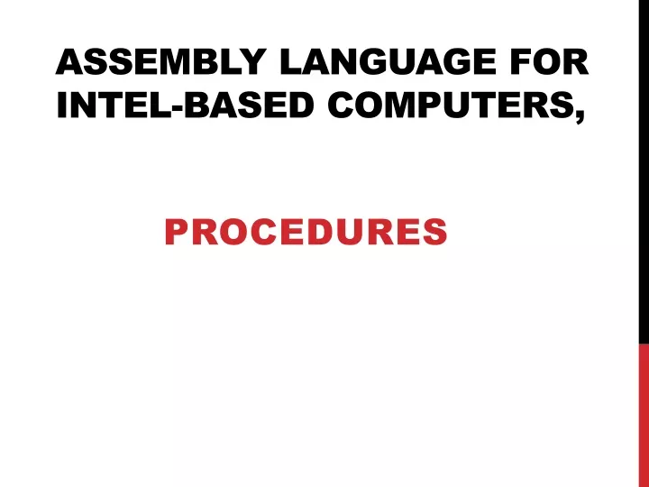 assembly language for intel based computers n.