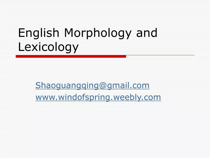english morphology and lexicology n.