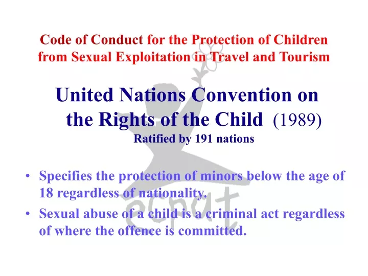 code of conduct for the protection of children from sexual exploitation in travel and tourism n.