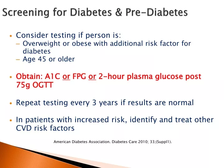 screening for diabetes pre diabetes n.