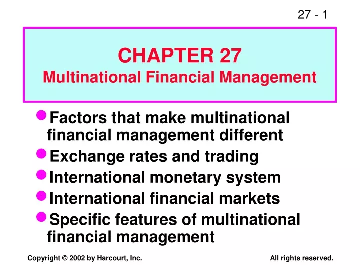 chapter 27 multinational financial management n.