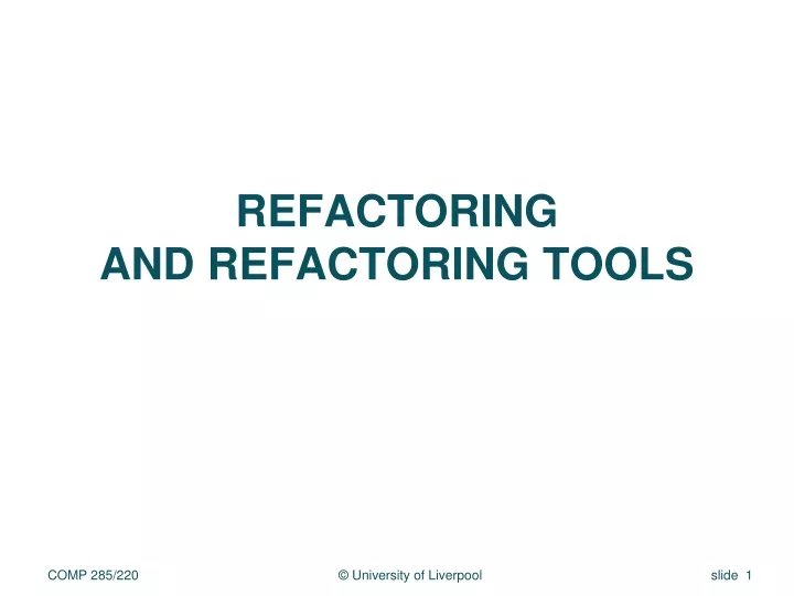 refactoring and refactoring tools n.