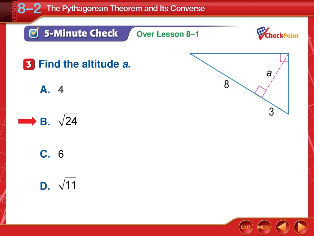 Lesson 1 the pythagorean shop theorem and its converse