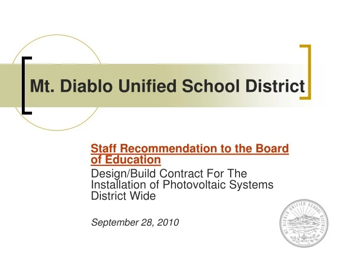 PPT Mt. Diablo Unified School District PowerPoint Presentation, free