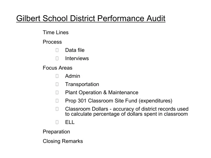 PPT Gilbert School District Performance Audit PowerPoint Presentation