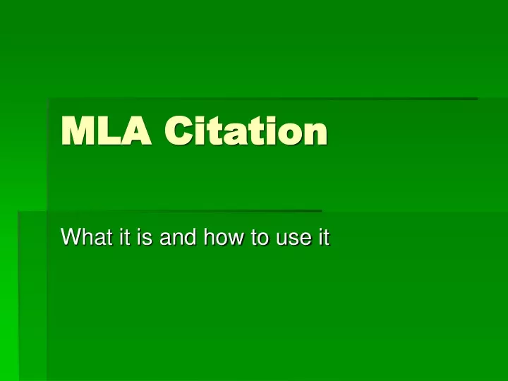 PPT - MLA Citation PowerPoint Presentation, free download - ID:9711590