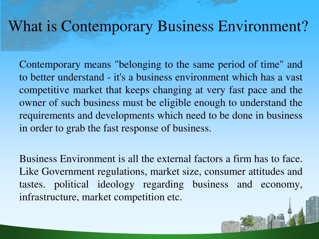 contemporary business environment assignment