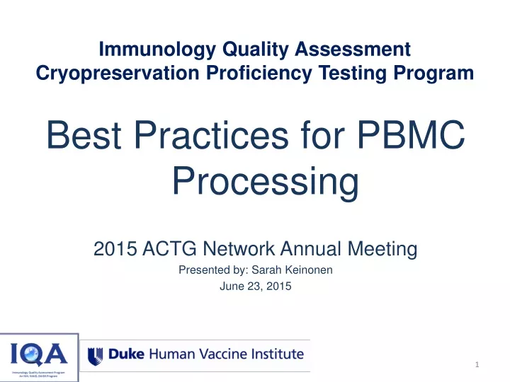 immunology quality assessment cryopreservation proficiency testing program n.