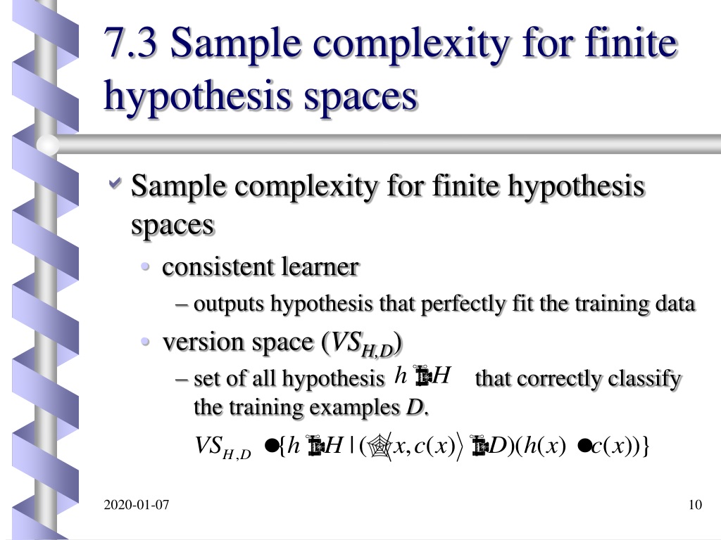 sample complexity for infinite hypothesis spaces in machine learning ppt