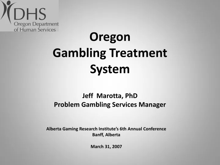 oregon gambling treatment system n.