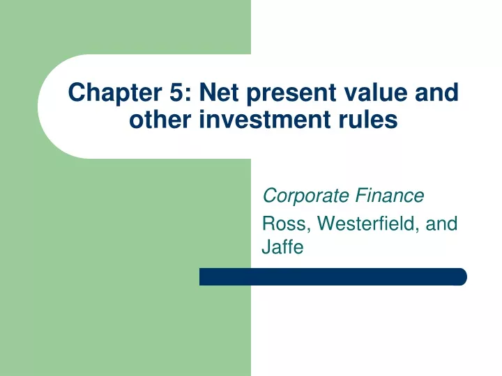 chapter 5 net present value and other investment rules n.