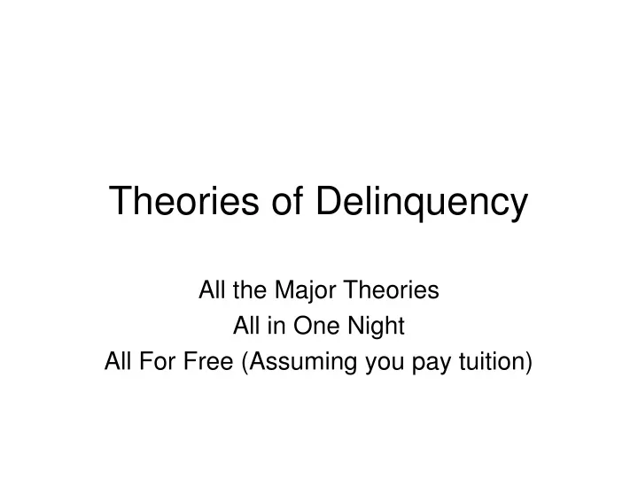 theories of delinquency n.