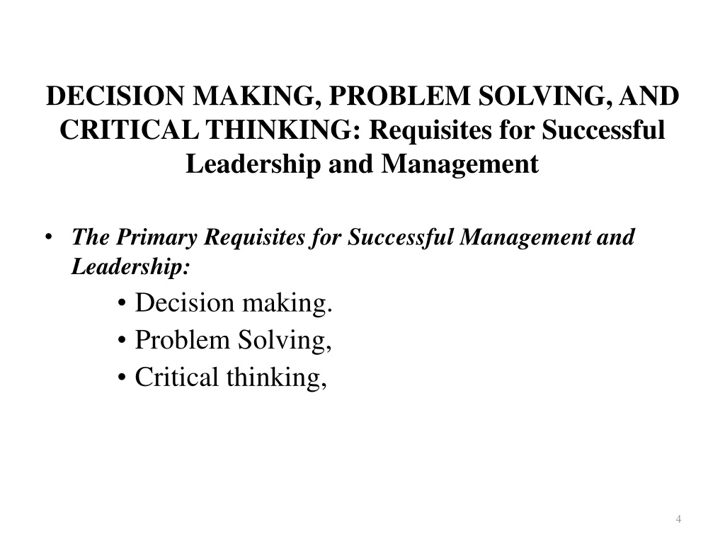chapter 1 decision making problem solving and critical thinking