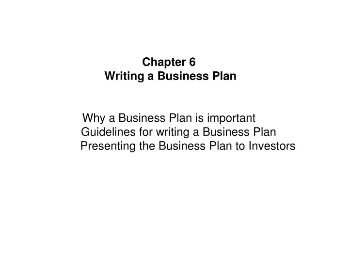 why writing business plan is important