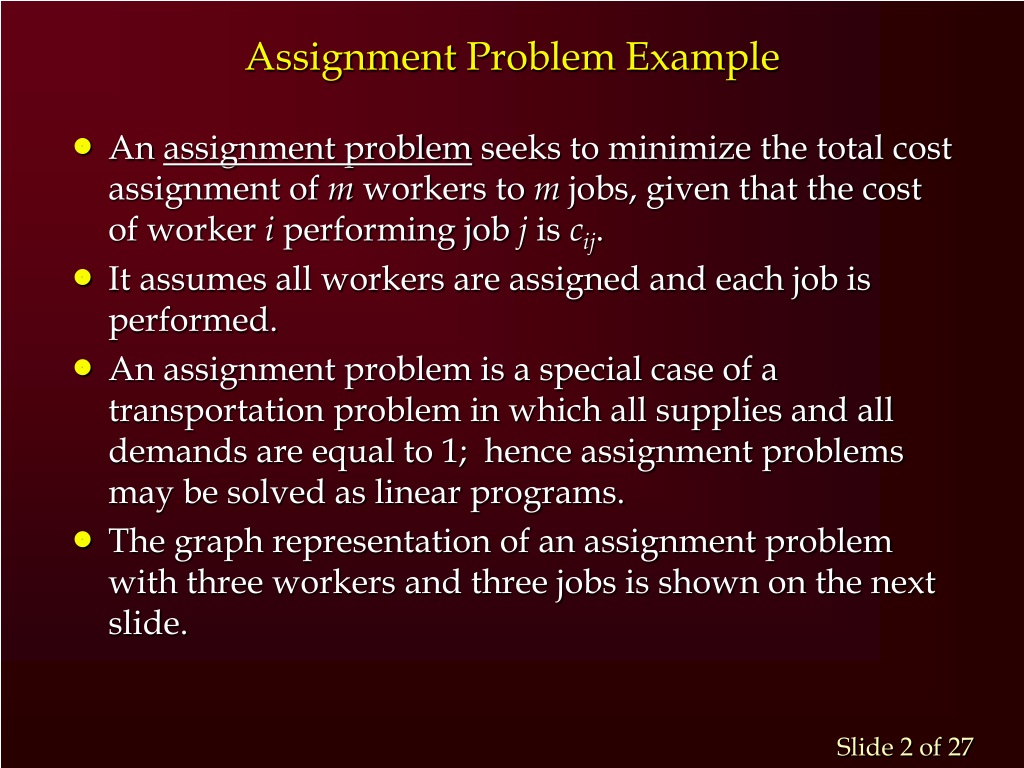 explain the term assignment problem