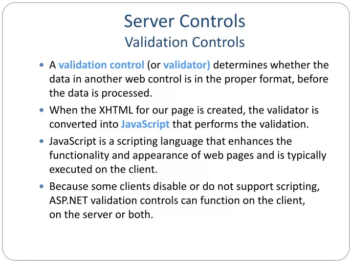 server controls validation controls n.
