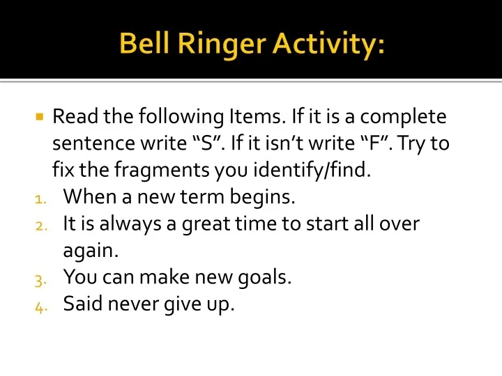 PPT Bell Ringer Activity PowerPoint Presentation, free download ID