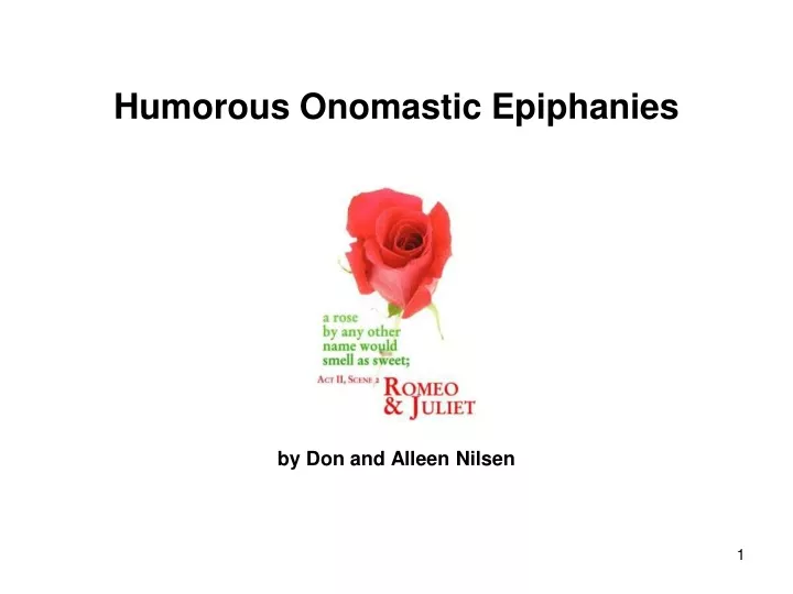 humorous onomastic epiphanies n.