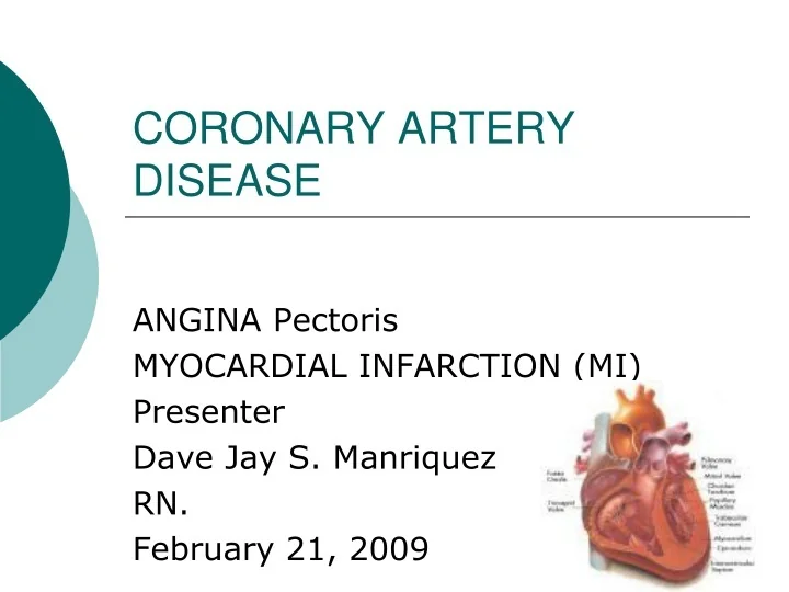 PPT - CORONARY ARTERY DISEASE PowerPoint Presentation, free download ...