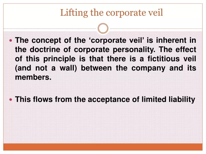 PPT - Lifting the corporate veil PowerPoint Presentation, free download