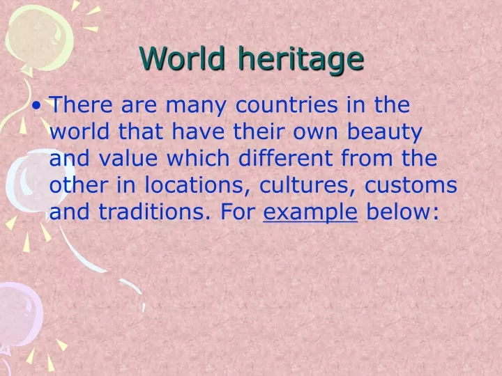 powerpoint presentation on world heritage sites