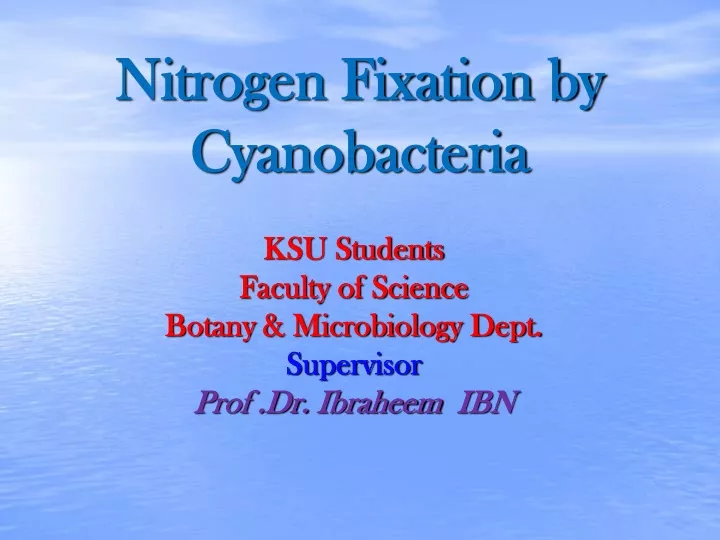 nitrogen fixation by cyanobacteria n.