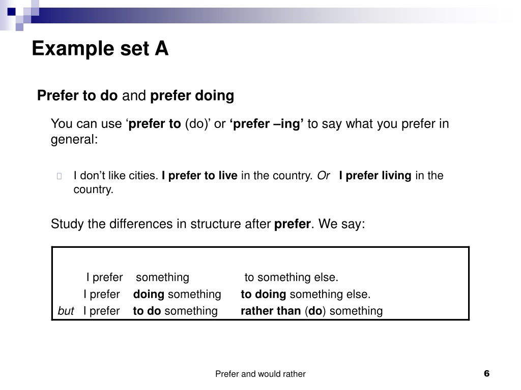 PPT - Grammar – Unit 59 Prefer and would rather PowerPoint Presentation ...