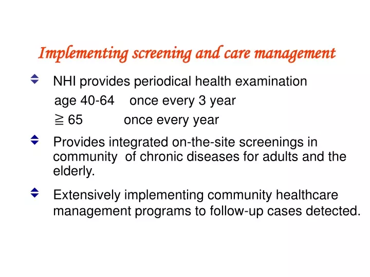 implementing screening and care management n.