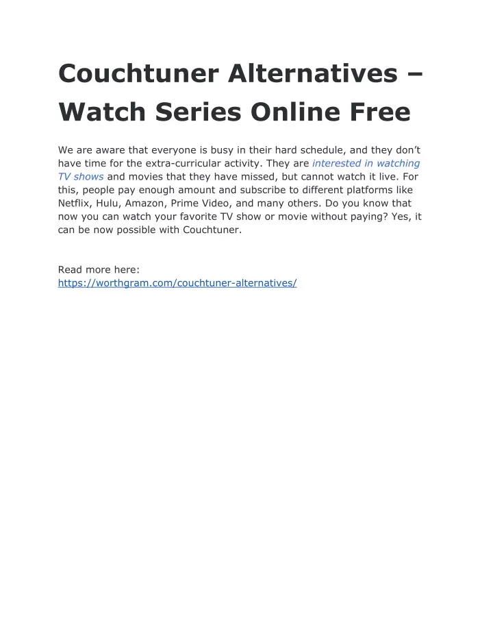 couchtuner alternatives watch series online free n.