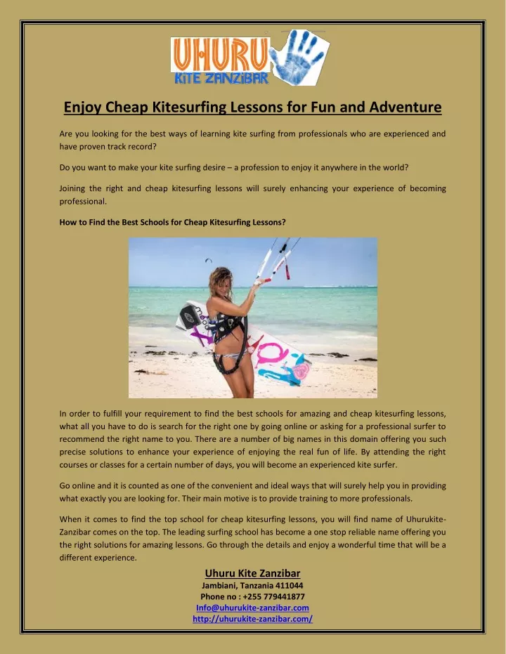enjoy cheap kitesurfing lessons n.