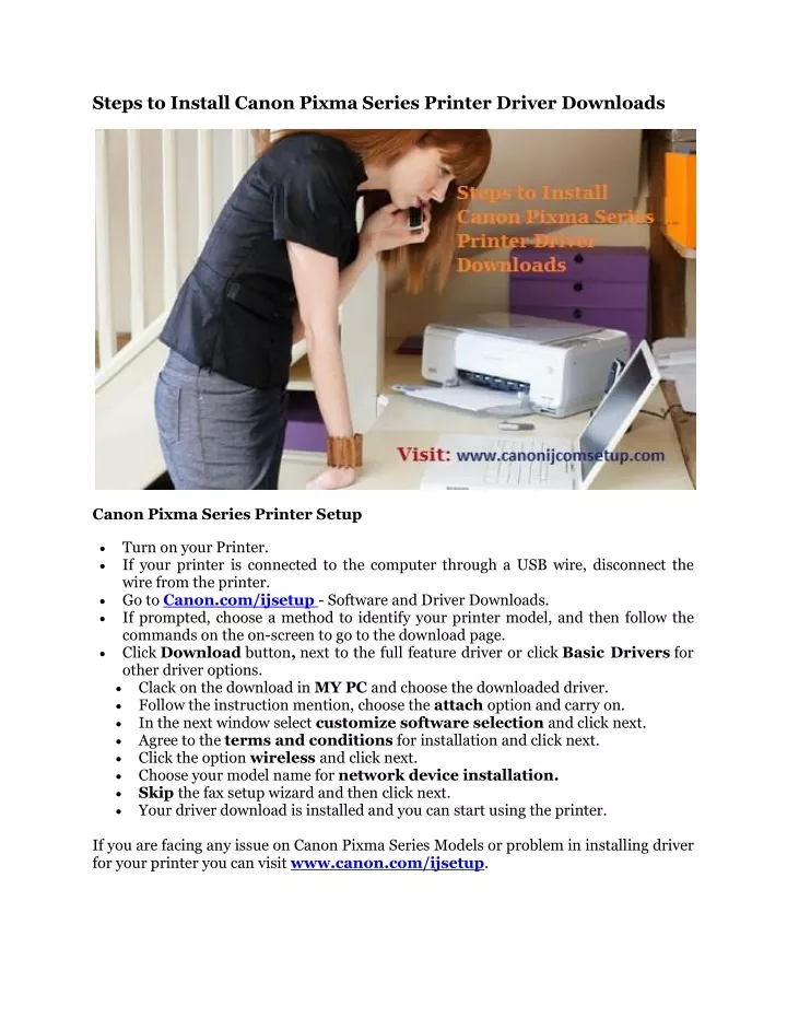 steps to install canon pixma series printer n.