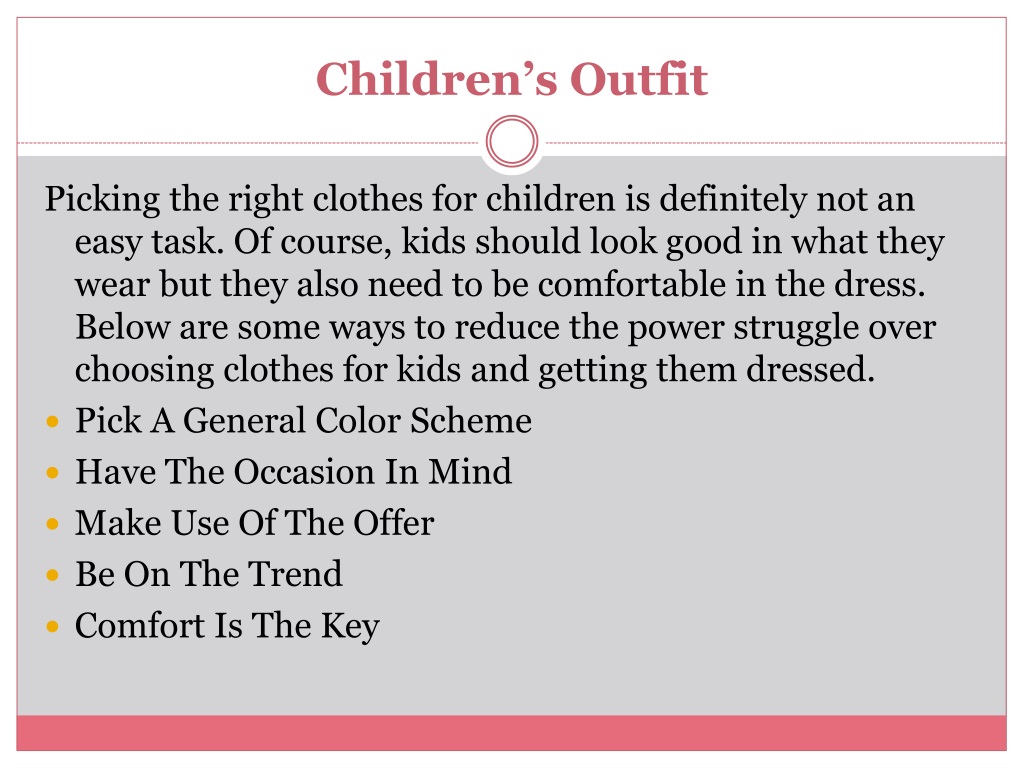 PPT - 5 Tips for Picking Children’s Outfit PowerPoint Presentation ...