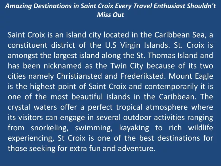 amazing destinations in saint croix every travel enthusiast shouldn t miss out n.