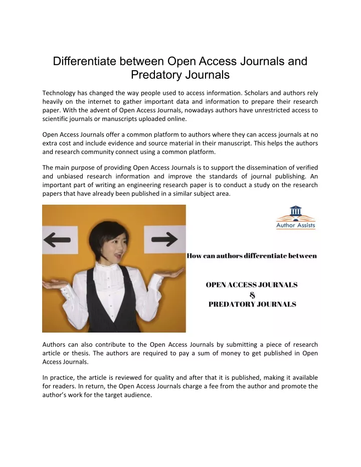differentiate between open access journals n.