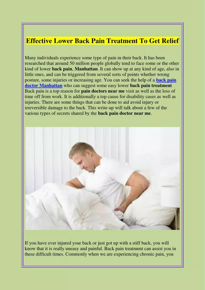effective lower back pain treatment to get relief n.