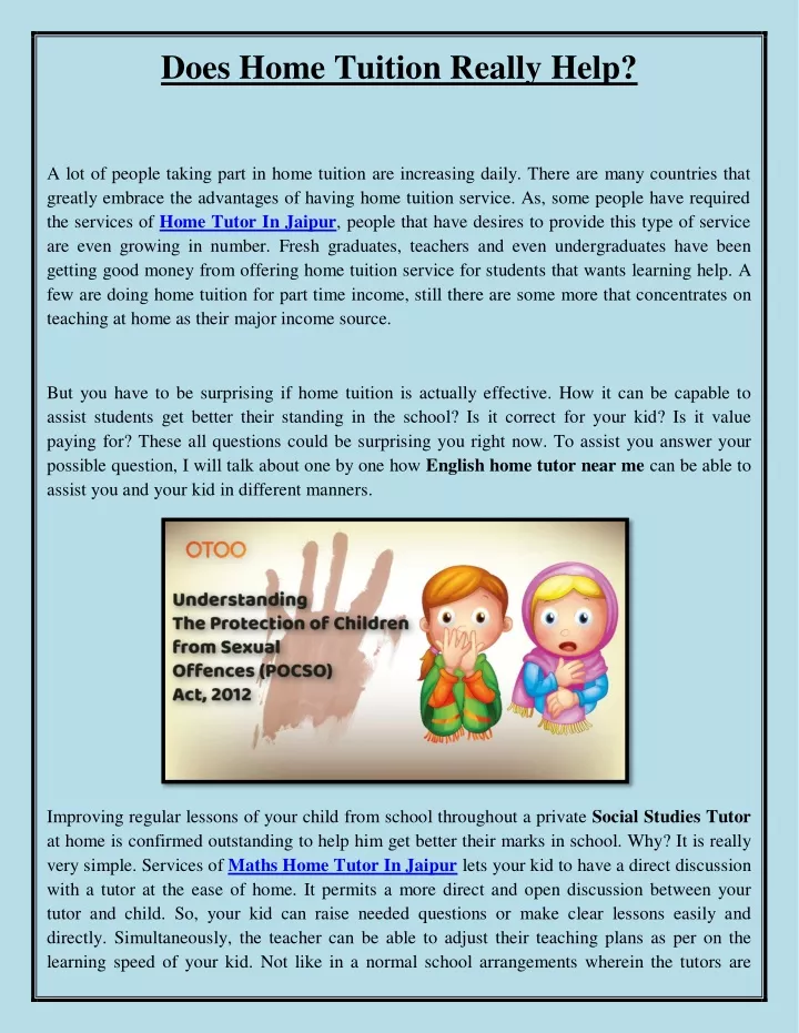 does home tuition really help n.