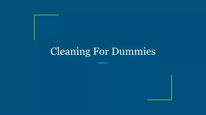 cleaning for dummies n.