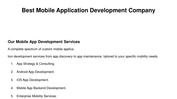 best mobile application development company n.