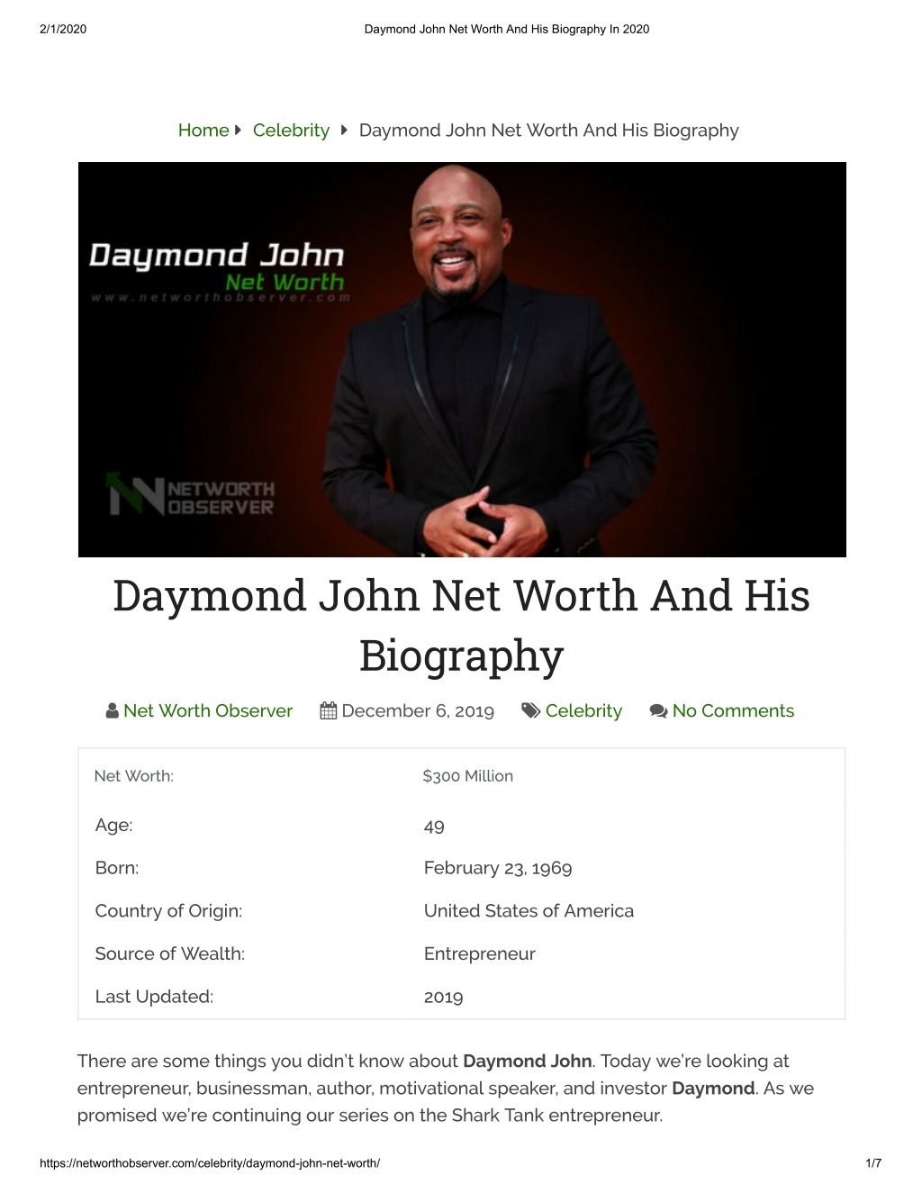 Biography and Celebrity Net Worth