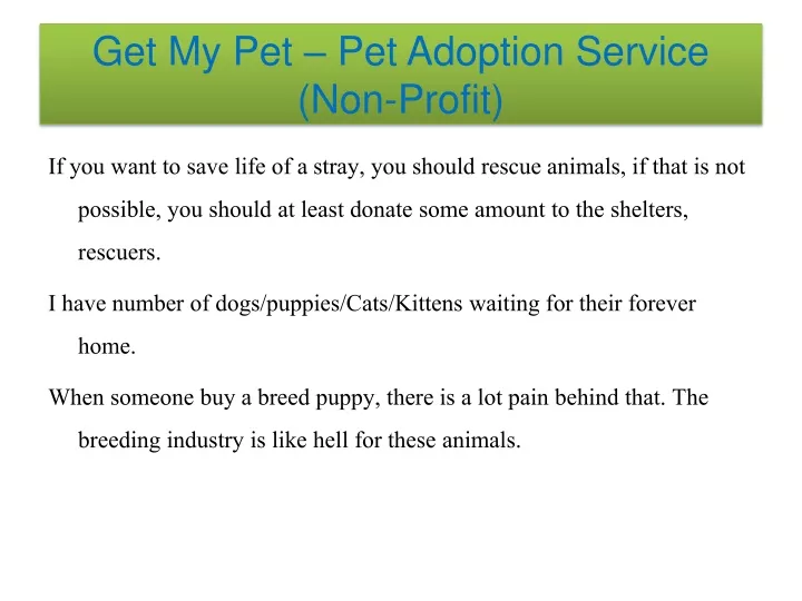 get my pet pet adoption service non profit n.