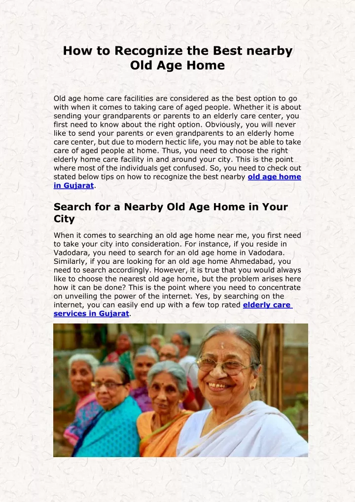 how to recognize the best nearby old age home n.