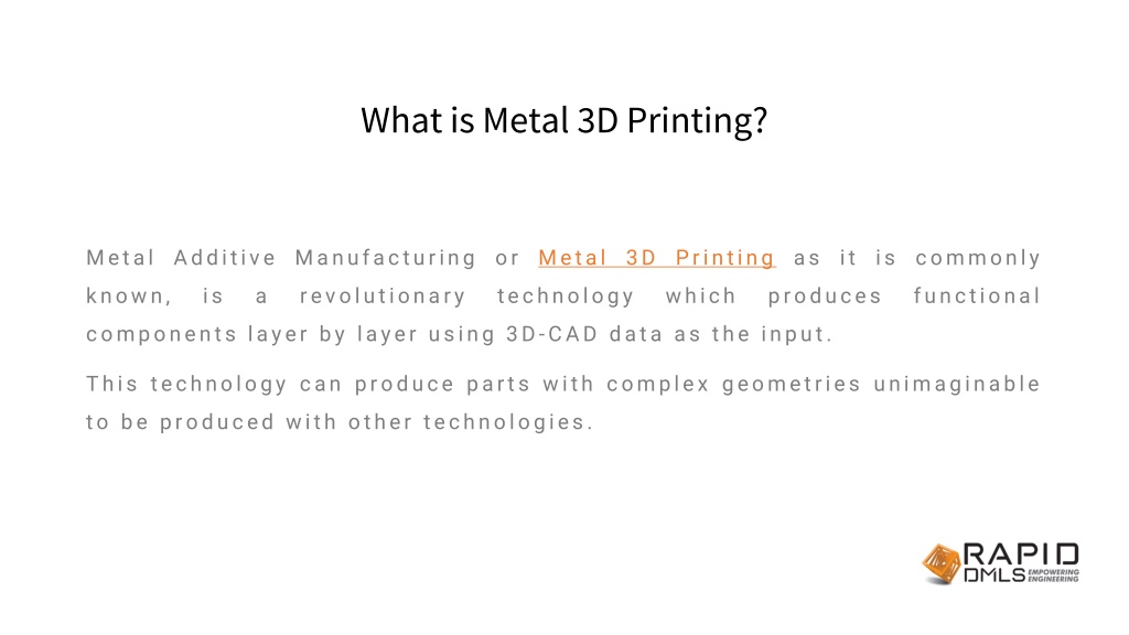 Introduction, Metal Parts from 3D Prints