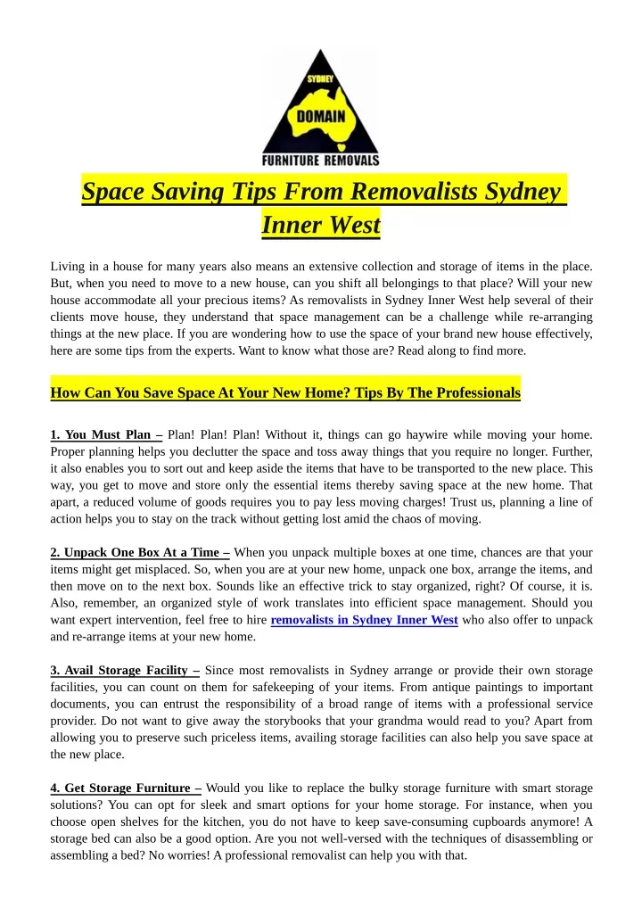 space saving tips from removalists sydney inner n.