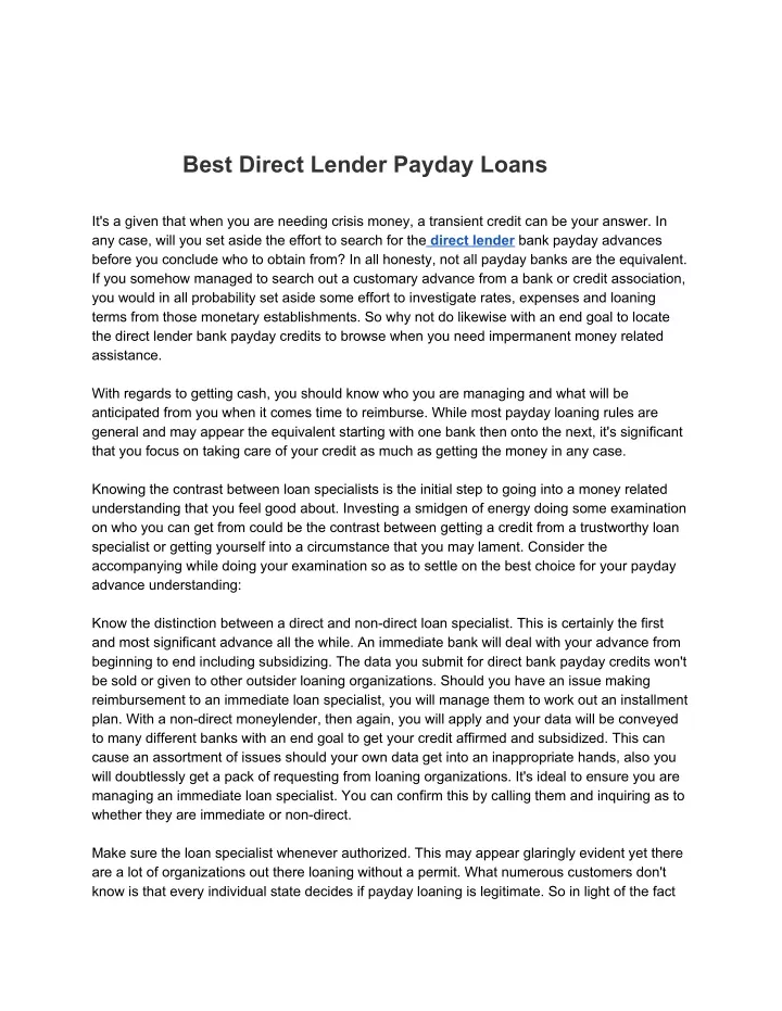 best direct lender payday loans n.