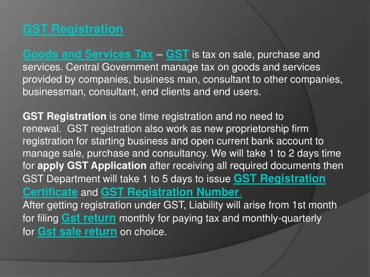 gst registration goods and services n.